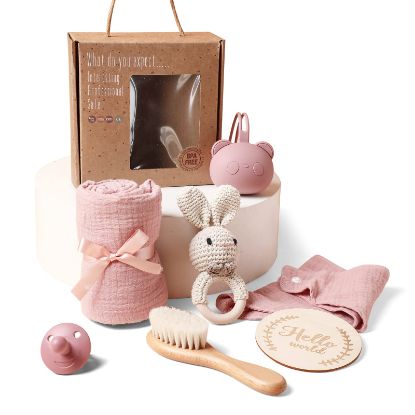 Picture of EERKEOD Baby Gift Set for Newborn New Baby Gift Set - Newborn Baby Essentials Baby Bath Set with Baby Blanket Baby Rattle - New Born Baby Girls Gift & Baby Boy Gifts for Baby Shower