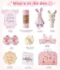 Picture of Golray Baby Shower Gifts for Girls, Baby Girl Gifts Baskets with Rattle, Blanket/Bodysuit Set, New Born Essential Stuff, Gender Reveal Ideas Infant New Born Baby Girls Gift Basket