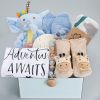 Picture of pengtai Newborn Baby Boy Gift Basket for Boy, Welcome Home Gift Set with Swaddle Blanket, Clothes, Baby Essentials, Baby Boy Gift Box, Gender Reveal Gift Set