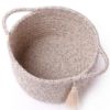 Picture of Empty Gift Basket - SweetMemo Mini Woven Rope Organizer Baskets for Gifting, Baby Shower, Desk, Makeup Brushes, Bathroom, Shelves - Small Decorative Storage Bin with Gift Bag & Ribbon - Warm Brown
