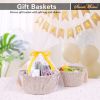 Picture of Empty Gift Basket - SweetMemo Mini Woven Rope Organizer Baskets for Gifting, Baby Shower, Desk, Makeup Brushes, Bathroom, Shelves - Small Decorative Storage Bin with Gift Bag & Ribbon - Warm Brown