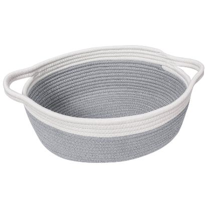 Picture of Goodpick Small Baskets for Gifts Empty, Easter Basket for Gifts Home Decor, Woven Burr Basket for Storage with Handles, Decorative Cotton Rope Baskets for Baby Shower Diaper Toy, 12" x 8" x 5"