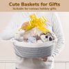 Picture of Goodpick Small Baskets for Gifts Empty, Easter Basket for Gifts Home Decor, Woven Burr Basket for Storage with Handles, Decorative Cotton Rope Baskets for Baby Shower Diaper Toy, 12" x 8" x 5"