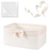 Picture of OIASKET Basket for Gifts Empty, Large Gift Basket 13L with Gift Bag and Ribbon, Woven Cotton Basket for Baby Showers, Birthday, Wedding, Easter, 13.58"x10"x5.9", White and Cream