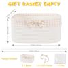 Picture of OIASKET Basket for Gifts Empty, Large Gift Basket 13L with Gift Bag and Ribbon, Woven Cotton Basket for Baby Showers, Birthday, Wedding, Easter, 13.58"x10"x5.9", White and Cream