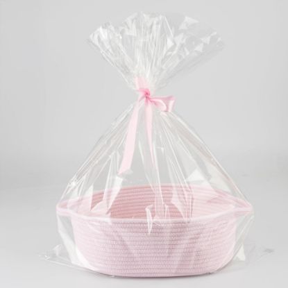 Picture of JUNBOLE Baby Gifts Basket Empty with Gifts Bag and Ribbon12x8x5 Gift Baskets to Fill Easter Baskets Birthday Baskets Small Woven Cotton Rope Basket Baby Toy Baske(pink, regular)