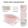 Picture of JUNBOLE Baby Gifts Basket Empty with Gifts Bag and Ribbon12x8x5 Gift Baskets to Fill Easter Baskets Birthday Baskets Small Woven Cotton Rope Basket Baby Toy Baske(pink, regular)
