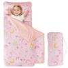 Picture of Viviland Toddler Kid Nap Mat for Preschool, Girls Pink Princess Daycare Kindergarten Slumber Bag