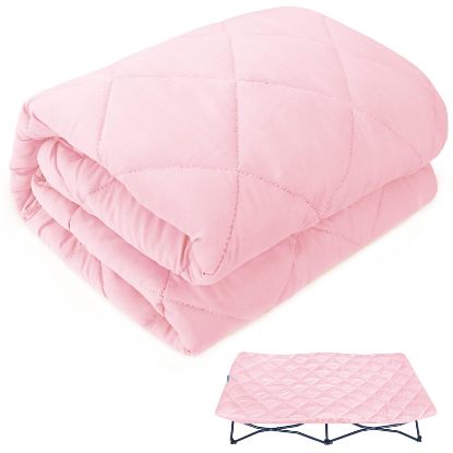 Picture of Sheet for Regalo My Cot Portable Toddler Bed, Joovy Travel Cot (Sheet Only, Bed not Included), Quilted Soft Padded Cover, Pink, 48''24.5''