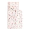 Picture of Wake In Cloud - Toddler Nap Mat with Pillow and Blanket, Cotton Fabric, for Kids Girls Ages 3 Plus in Daycare Kindergarten Preschool, Roll Up Sleeping Bag, Floral Flowers, Light Pink, Standard