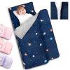 Picture of Primlect Toddler Nap Mat with Detachable Blanket and Removable Pillow, Kids Sleeping Bag 55''x35'' for Daycare Preschool Kindergarten, Toddler Sleeping Mat for Boys and Girls (Space Ship)