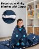 Picture of Primlect Toddler Nap Mat with Detachable Blanket and Removable Pillow, Kids Sleeping Bag 55''x35'' for Daycare Preschool Kindergarten, Toddler Sleeping Mat for Boys and Girls (Space Ship)