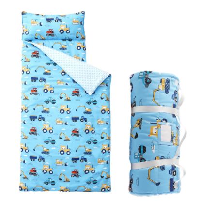 Picture of Bunnikins & Clover Toddler Nap Mat with Removable Pillow & Minky Blanket, Roll Up Nap Mats for Preschool, Soft Kids Sleeping Mat for Boys Girls Kindergarten Daycare