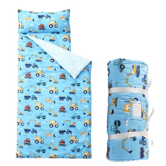 Picture of Bunnikins & Clover Toddler Nap Mat with Removable Pillow & Minky Blanket, Roll Up Nap Mats for Preschool, Soft Kids Sleeping Mat for Boys Girls Kindergarten Daycare