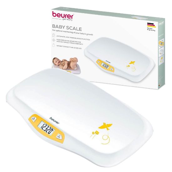 Picture of Beurer BY80 Digital Baby Scale, Infant Scale for Weighing in Pounds, Ounces, or Kilograms up to 44 lbs, Newborn Baby Scale with Hold Function, Pet Scale for Cats and Dogs