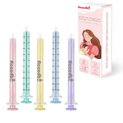 Picture of Baby Medicine Dispenser Syringe For Children,Oral Syringes, Liquid Plastic Syringe Without Needle,Leak proof Dosing Tools,5 Uniquely Colour Syringes - 5 Pack