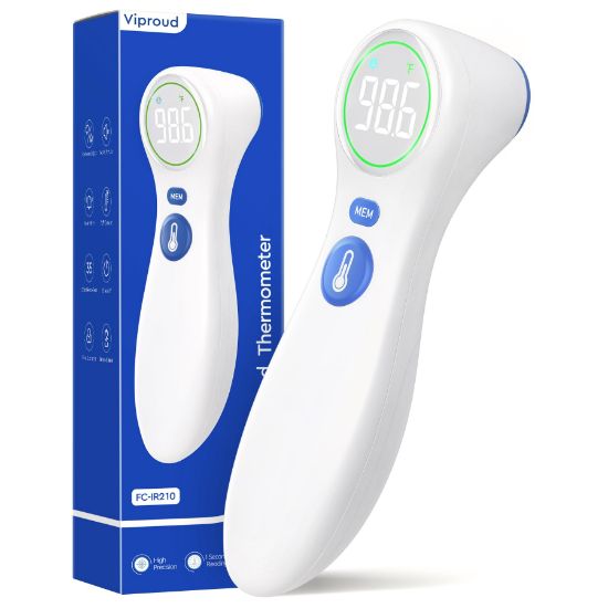 Picture of No-Touch Thermometer for Adults and Kids, 1-Second Fast Reading, Color-Coded Fever Alarm, Silent Mode, Object & Room Temperature Function, Baby Essential | Home Medical | Nurse Accessories for Work