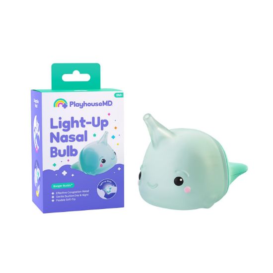 Picture of Playhouse MD Booger Buddy Nasal Aspirator Bulb, Narwhal - with LED Light for Babies & Toddlers - BPA-Free Snot Remover for Infant Stuffy Nose and Congestion Relief - Easy to Clean Design