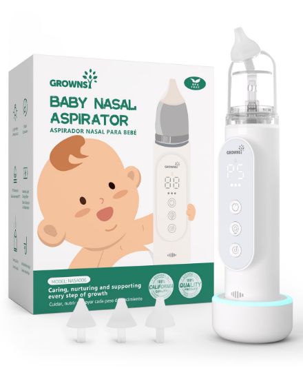 Picture of GROWNSY Nasal Aspirator for Baby, Upgraded 5 Suction Levels Baby Nose Sucker, IPX7 Waterproof Electric Nose Suction for Baby, Booger Sucker for Toddlers with Automatic Cleaning &Music &Light Functions