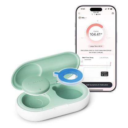 Picture of Momcozy Wearable Digital Thermometer for Baby, Medical-Grade Accurate Smart Thermometer, Instant Reads, APP Real-time Monitoring for Infants & Kids, Hypoallergenic 3M Stiker,Bluetooth, Green