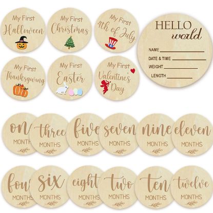 Picture of Baby Monthly Milestone Cards - My First Holiday Milestone | Baby Announcement Sign & Celebration Board | Hello World Sign | Milestone Photo Cards | Perfect Newborn Gift & Keepsake