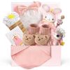 Picture of Strawberry Fairy 10 PCS Baby Gift Set for Girls, Newborn Essentials Stuff Baby Girl Gifts, Baby Girl Gift Basket, Gender Reveal Gifts Basket with Rattle Swaddle Blanket