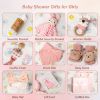 Picture of Strawberry Fairy 10 PCS Baby Gift Set for Girls, Newborn Essentials Stuff Baby Girl Gifts, Baby Girl Gift Basket, Gender Reveal Gifts Basket with Rattle Swaddle Blanket