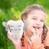 Picture of Thootyriaf Tooth Fairy Pillow with Shiny Wings Embroidered Tooth Fairy Doll with Pocket Crystal Velvet Tooth Fairy Souvenir Boy Girl Gift (White) (White)