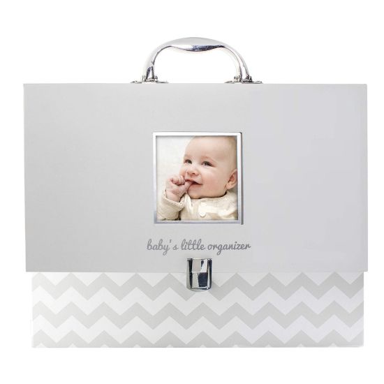 Picture of Pearhead Baby Briefcase and Document Organizer, All In One Expanding File Folder, Baby's Paperwork and Records, Newborn Keepsake and Memory Box with Labels, Baby Girl or Baby Boy Gift, Gray Chevron