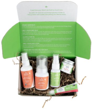 Picture of Earth Mama A Little Something for Baby Gift Box |Safe Skin Care Set Newborn Essentials for Baby Shower- Diaper Balm, Face Balm, Calendula Baby Oil, Baby Wash, Baby Lotion, 5 Pieces