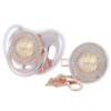 Picture of MIYOCAR Personalized Any Name Bling Gold Silver Pacifier and Clip Set 18 Colors BPA Free Safe Unique Design Luxurious Dummy Ideal Gift for Baby Show New Born