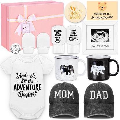 Picture of New Parents Gifts for Couples, First Time New Mom and Dad to Be Gifts Expecting Parents, Gender Reveal & Baby Shower Gifts for Parent to be, Baby Gift Basket, Pregnancy Announcement, Girls, Boys