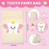 Picture of Equsion 3 Pcs Tooth Fairy Gifts for Girls and Boys Tooth Fairy Box Coin Unicorn Bag with Gold Foil Reward Coins Wood Baby Keepsake Box for Lost Teeth Kids Birthday Gift(Pink)
