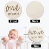 Picture of 12pcs Wooden Baby Monthly Milestone Cards,Pregnancy and Baby Growth Monthly Milestone Wood Discs,Milestone for Baby Boy,Months Signs Milestone for Baby Girl,Fathers Day Gift