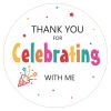 Picture of joycraft 60Pcs Thank You for Celebrating with Me Stickers, 2In White Thank You Gift Stickers, Round Self-Adhesive Gift Labels for Package, Bags, Envelope Seals, Party Favor