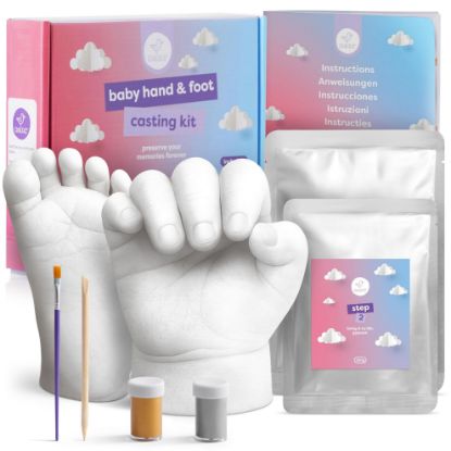 Picture of chuckle Baby Handprint Footprint Casting Kit, 3D Molding Gift Set, Memories, Keepsakes, Hand or Foot for Kids or Newborn, Baby Shower Presents