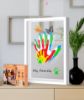 Picture of Family Handprint & Hand Casting Kit - DIY Craft Keepsake with Wooden Frame, Non-Toxic Paints, Baby Footprin Kit - Perfect Gifts for Grandparents, New Parents & Families (White, 4 Transparent Sheets)