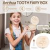 Picture of Annhua Tooth Fairy Tooth Holder Wooden Umbilical Cord Keepsake Box, Cute Baby Teeth Keepsake Box with Tweezer and Fetal Hair Container, Lost Tooth Fairy Box for Incisor|Canine|Molar|Umblllcal Cord