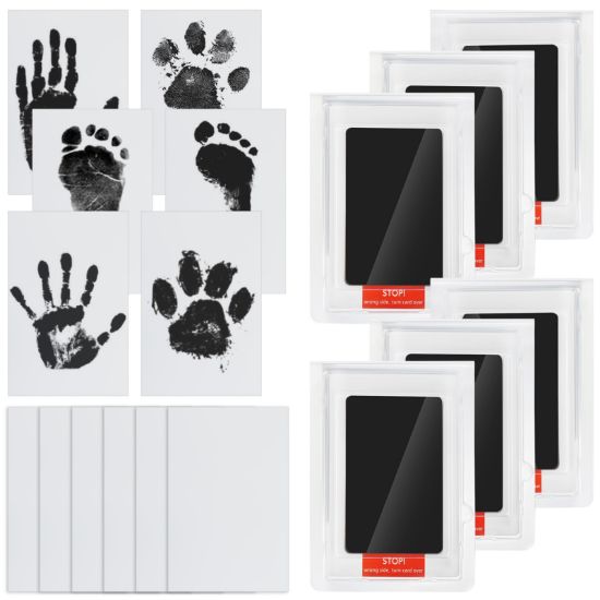 Picture of Jazb 6-Pack Baby Inkless Hand and Footprint Kit, Ink Pad Paw Print kit for Dogs, Dog Nose Print Kit, Dog Paw Print Kit - Baby Footprint Kit with Clean-Touch, 12 Imprint Cards ( Jet Black )