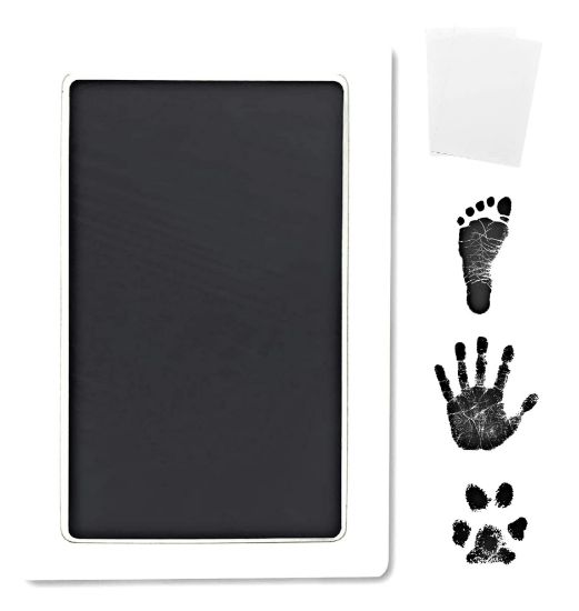 Picture of Inkless Large Clean Touch Ink Pad Kit for Baby Footprint, Handprint & Pet Paw Print - No Ink Mess, Clear Print, Smudge Resistant, Long Lasting, Baby Safe, Includes 2 Cardstock(Clean-Touch - Black)