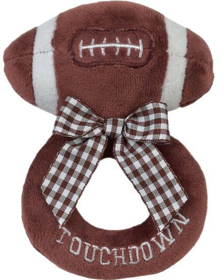 Picture of Bearington Baby Touchdown, 5.5 Inch Plush Stuffed Baby Football Soft Ring Rattle - Newborn Toys - Soft Rattle