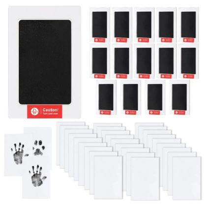 Picture of 15-Set Inkless Memory Kit for Hand & Foot Prints, Pet Paw Impressions - Clean Touch Ink Pad with Keepsake Cards,Reusable Hand and Foot Print Pad,Newborn & Pet Gift (Black)