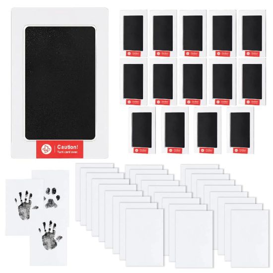 Picture of 15-Set Inkless Memory Kit for Hand & Foot Prints, Pet Paw Impressions - Clean Touch Ink Pad with Keepsake Cards,Reusable Hand and Foot Print Pad,Newborn & Pet Gift (Black)