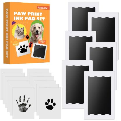 Picture of Nabance Baby Hand and Footprint Kit, Paw Print Kit for Dog Cats, 6 Inkless Print Pads, 12 Imprint Cards, Nose Print Stamp Pad for Dogs, Clean Touch Baby Footprint Kit, Pet Paw Ink Pad Family Keepsake