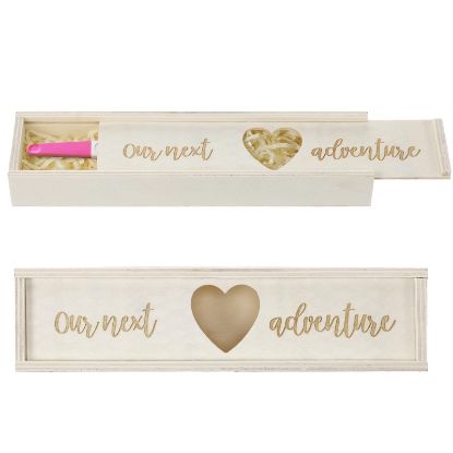 Picture of Barydat Pregnancy Test Gifts Box Keepsake Box Pregnancy Announcement for Husband Wooden Baby Reveal Announcements Surprise Ideas Test Holder Baby Souvenir Gifts for Dad Grandma Grandparents(White)