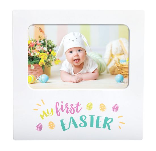 Picture of Kate & Milo My First Easter Picture Frame, Baby Keepsake Holiday Photo, Display Gift For Infant, Nursery Decor Tabletop White, Spring Time Present