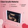 Picture of Mlatnod Magnetic Clear Acrylic Scalloped Baby Ultrasound Picture Frame - Sonogram Frame for Refrigerator, Display for Pregnancy Announcement, Gender Reveal & Expecting Parents Gifts(No Stand)