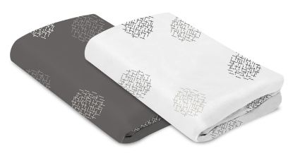 Picture of 4moms Breeze Playard Sheets, for Baby Bassinets and Furniture, Machine Washable and Cotton, White & Grey, 2 Pack