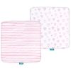 Picture of Square Playard/Playpen Fitted Sheets, Perfect for 36 X 36 Portable Playard, 2 Pack, Jersey Knit Cotton Fitted Sheets, Mild Pink Stripes and Hearts Print for Baby Girls