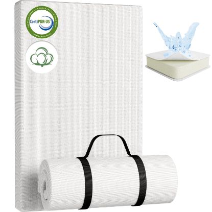 Picture of YENING Organic Cotton Pack and Play Mattress Pad Breathable 38x26 Waterproof Baby Mattress for Pack N Play Matress Topper Waterproof with Strap White